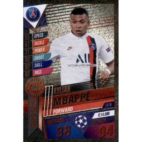 Trading Card Kylian Mbappé Limited Edition Bronze Topps Match Attax 101