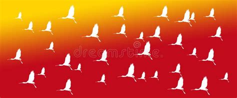 Header Background Birds Eurasian Spoonbills On Yellow Orange Background