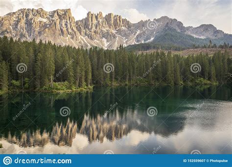 Lago Di Carezza Beautiful Lake In The Dolomites Stock Image Image Of