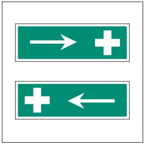 Standard Rigid Adhesive Signs First Aid Symbol Arrow Signs