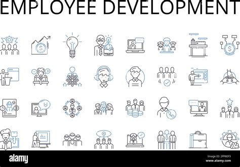 Employee Development Line Icons Collection Career Growth Staff