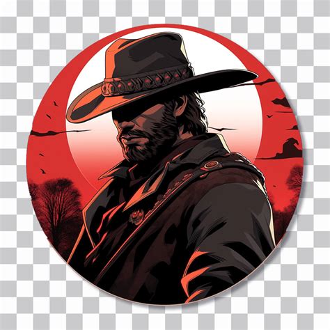 RDR Arthur Morgan Red Round Sticker - Character PNG Sticker