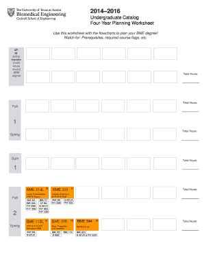 Fillable Online Bme Utexas Bme Degree Planning Worksheet