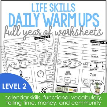 Life Skills Daily Warm Up Worksheets Level 2 TPT