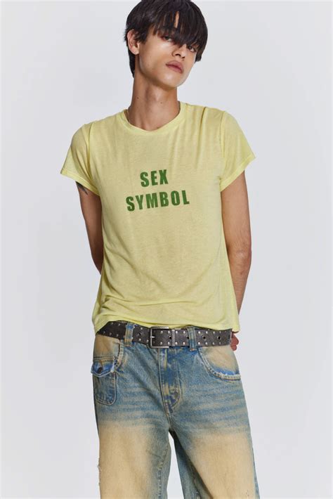 Shop Yellow Sex Symbol Tee Jaded London Clothing