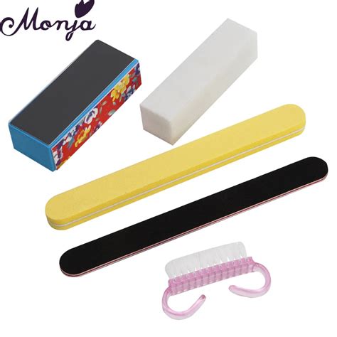 5Pcs Set Manicure Kit Nail Art Buffer Block Files Brush Durable Buffing