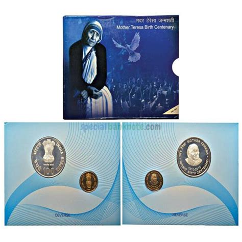 Mother Teresa Birth Centenary 2010 100 And 5 Rupees Kolkata Mint Unc Set