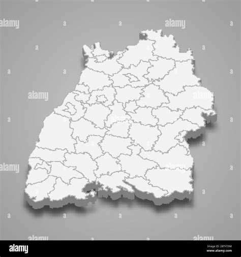 3d Map Of Baden Wuerttemberg Is A State Of Germany Stock Vector Image