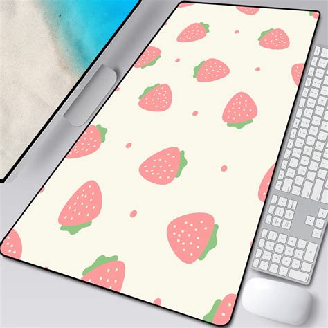 Large Strawberry Milk Pink Mousepad Gamer Cute Kawaii Gaming Mouse Pad