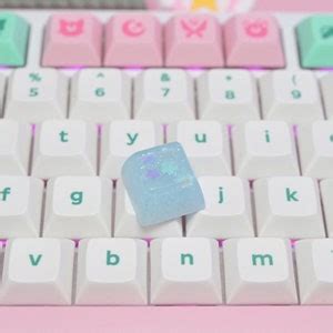 Kawaii Cute Blue Pastel Sakura Flowers Artisan Keycap For Etsy