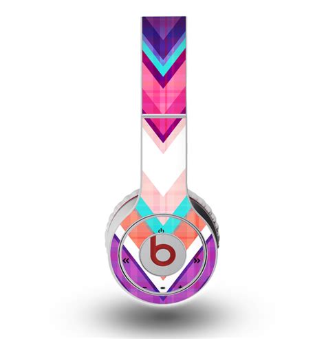 The Vibrant Teal And Colored Chevron Pattern V1 Skin For The Original Beats By Dre Wireless