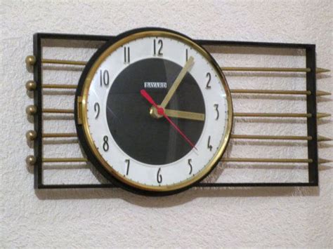 French S Atomic Age Bayard Wall Clock Golden Arrows Etsy