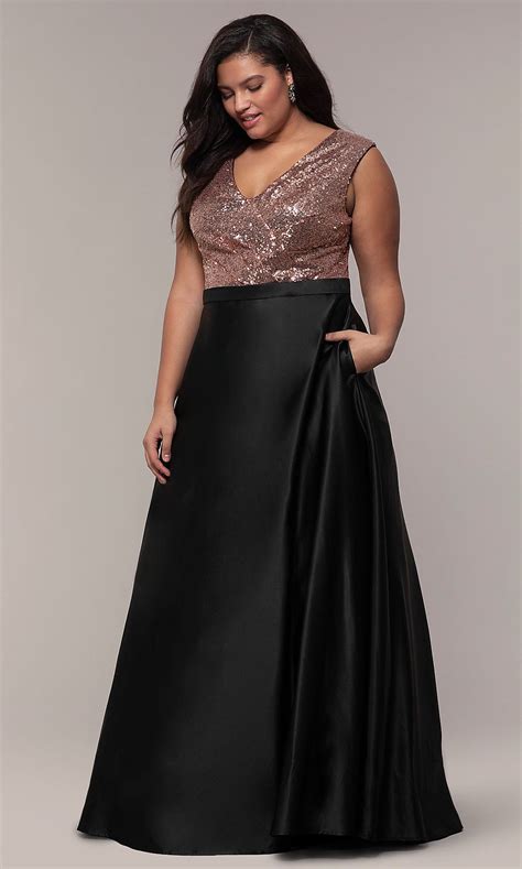 Long Plus Size Sequin Bodice Formal Dress Bridesmaid Dresses Plus Size