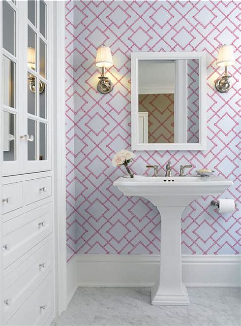 Pink Bamboo Trellis Repositionable Peel N Stick Wallpaper Etsy Peel