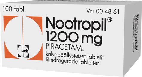 NOOTROPIL 1200 mg tabletti, kalvopäällysteinen 1 x 100 fol ...
