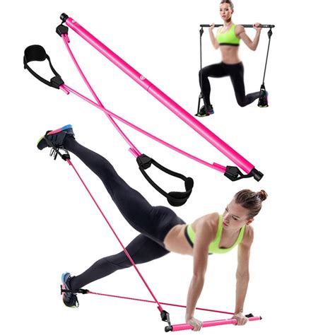 Teslang Upgraded Pilates Bar Kit With Resistance Bands Portable Pilates Exercise Stick Bar