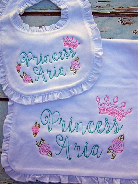 Princess Baby Bib Personalized Bib And Burp Cloth Etsy