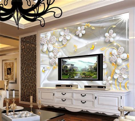 White Pearls And Diamonds 3d 5d 8d Wall Murals Custom Wallpaper