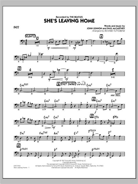 She S Leaving Home Bass Sheet Music Richard Tuttobene Jazz Ensemble