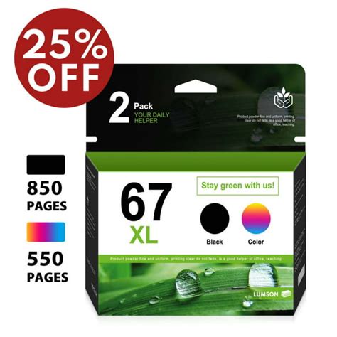 67xl 2 Pack Black Tri Color Ink Cartridge Replacement For Hp Deskjet 2700 2700e 2752 2752e 2742e