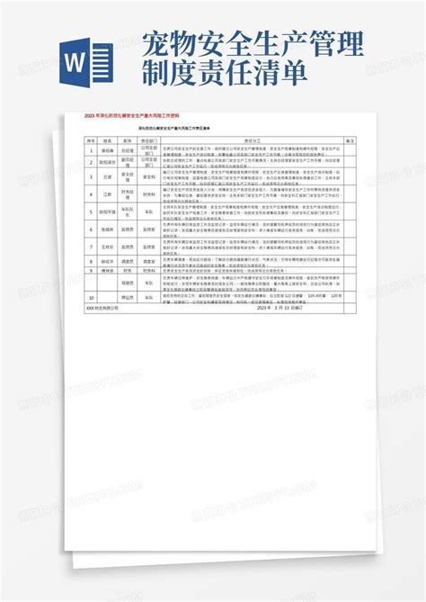 深化防范化解安全生产重大风险工作责任清单word模板下载 编号qdnjywob 熊猫办公