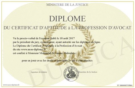 Diplome Du Certificat D Aptitude A La Profession D Avocat