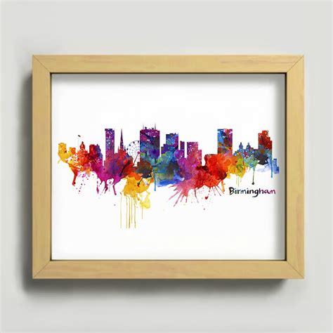 Birmingham Skyline Silhouette Printable Watercolor Painting - Etsy