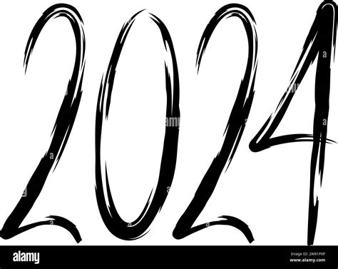 2024 Black Lettering With Transparent Background Stock Vector Image