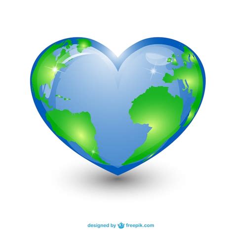 Heart Shape Planet Earth Vector Free Download