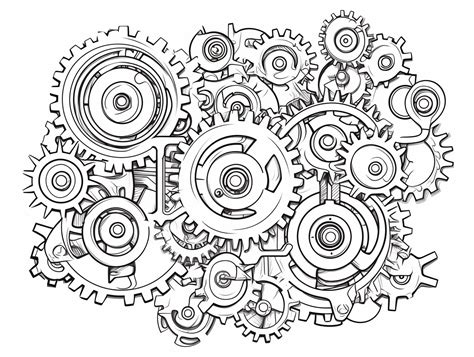 Steampunk Gear Artwork Coloring Page