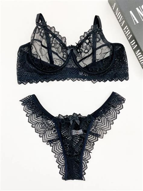 Conjunto Sem Bojo Aro Rendado Detalhe Em Tule Preto Site Exclusivo De Lingerie