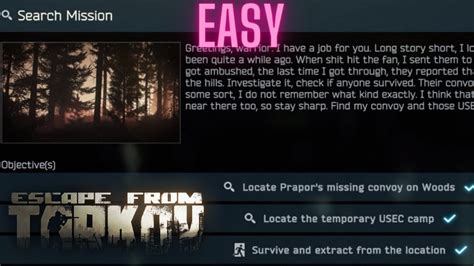 Search Mission Escape From Tarkov Quest Guide Prapor Woods Fast Easy