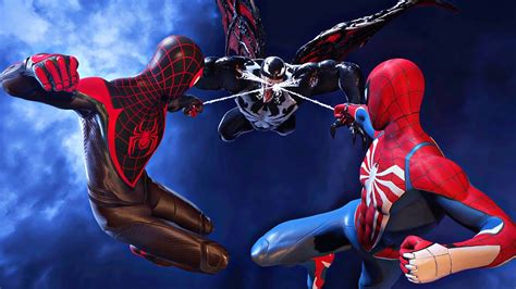 Peter And Miles Vs Venom With Classic Suit Marvels Spider Man 2 Ng