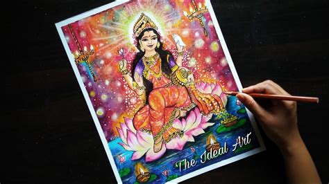 Diwali Special Drawinggoddess Lakshmi Drawing With Oil Pasteldhanteras Drawinglaxmi Puja