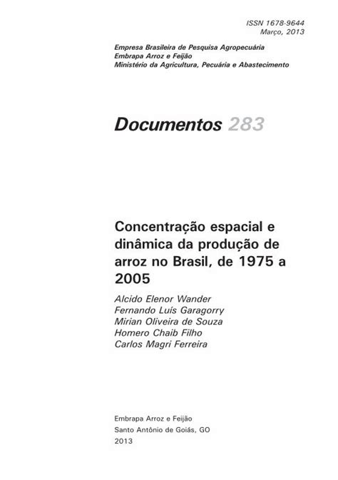 PDF Concentração espacial e dinâmica da produção de arroz no O