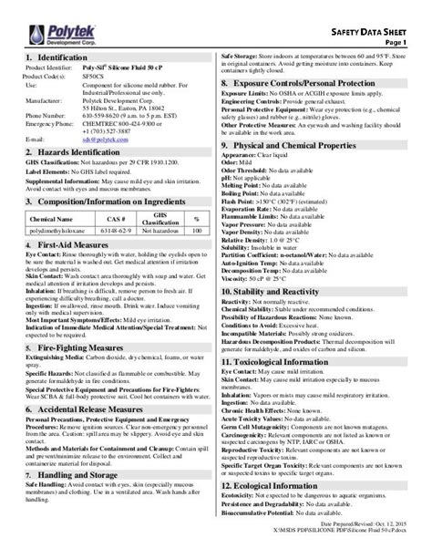 Poly Sil® Silicone Fluid 50 Pdf