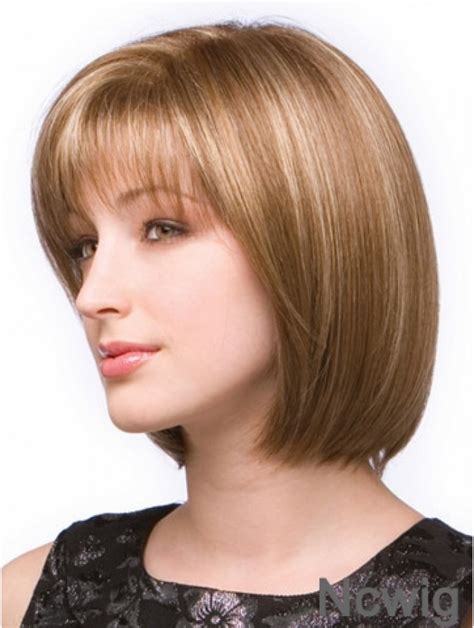 Sassy Blonde Chin Length Straight Bobs Monofilament Wigs