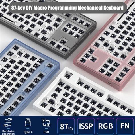 RGB LED Mechanical Keyboard For Flesports MK Programmable Hot Swappable Keyboard DIY Type C