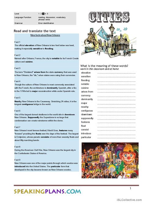 Cities Reading For Detail Dee English ESL Worksheets Pdf Doc