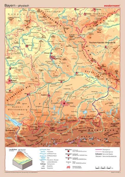 Posterkarten Geographie Bayern Physisch Politisch Westermann