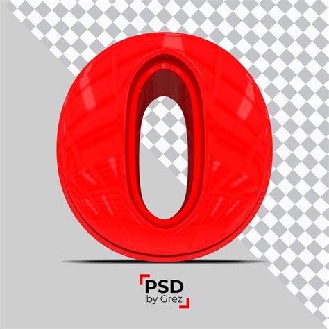 Número na fonte 3d brilhante feita de cor vermelha 3d realista PSD