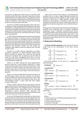 Computational Analysis Of Turbulent Flow Heat Transfer And Pressure