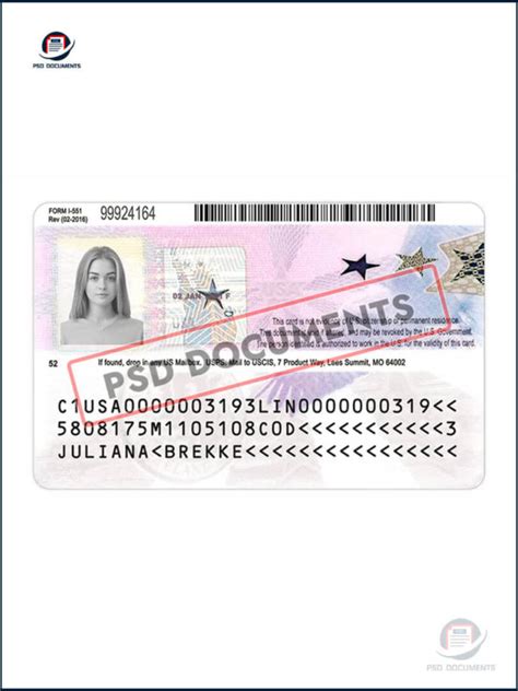 Usa Employment Authorization Card Template Psd Documents