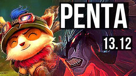 Teemo Vs Aatrox Top Penta 1 9m Mastery 1200 Games 11 2 1