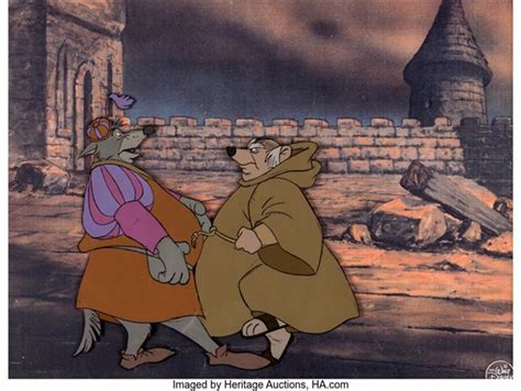 Robin Hood Friar Tuck And Sherriff Of Nottingham Production Cel Walt Disney 1973 By Walt Disney