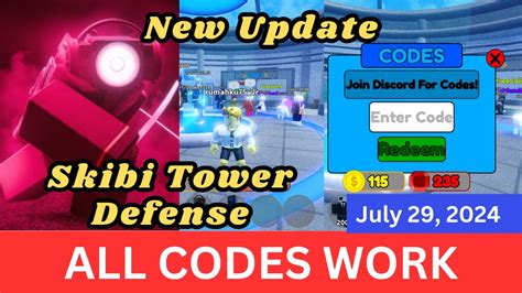 All CODES WORK Skibi Tower Defense ROBLOX July 29 2024 YouTube