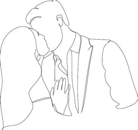 Premium Vector Line Art Of A Kissing Couple Line Drawing Of A Man And