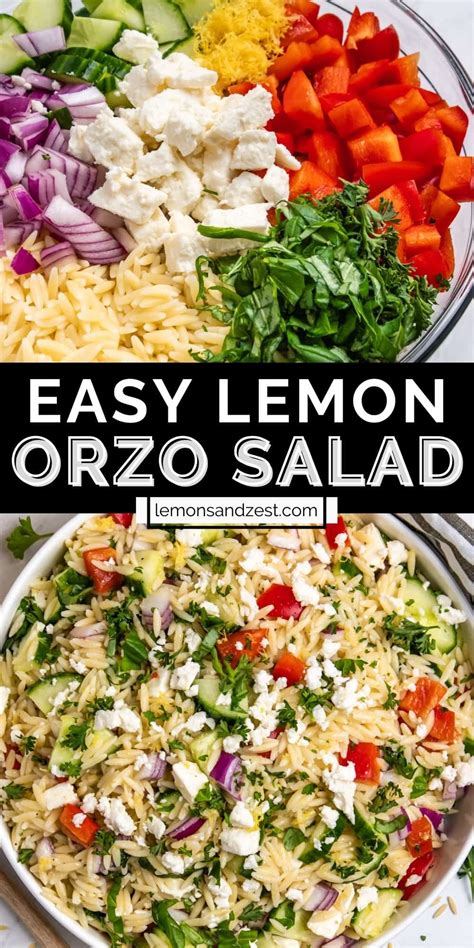 Easy Lemon Orzo Salad With Feta Recipe Mediterranean Recipes