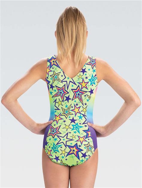 E4086 Rainbow Rockstar Gymnastics Workout Leotard Gym Leo for Girls