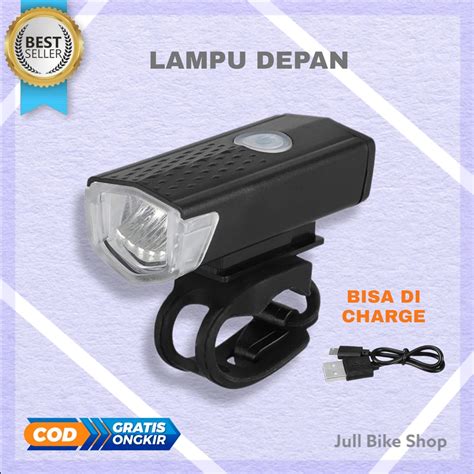 Jual Lampu Depan Sepeda Led Rechargeable Senter Charge Cas Usb Lipat